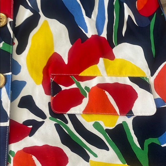 Lauren Ralph Lauren Floral jacket blazer with Abstract Pattern Sz L gold buttons - Picture 12 of 13